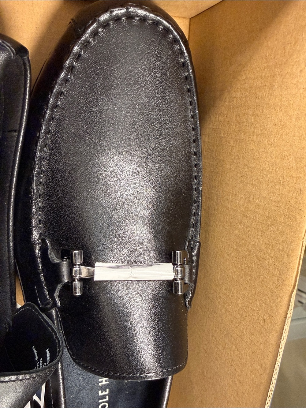 Cole Haan Black Leather Bit Slip-On Loafers